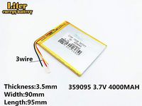 3lines 3.7V 3000mAh 359095 Lithium Polymer Ion Rechargeable Battery Lithium Polymer Li-Po Battery for MP4 GPS MP3 Bluetooth Stereo DIY Gift