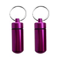 Baosity 2 Pieces Aluminium Alloy Waterproof Key Ring Container Pill Box Case Light Weight Purple
