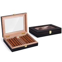 HANNICOOK High Gloss Cigar Humidor Cigar Box for 10-15 Cigars, Handmade Spanish Cedar Wood Cigar Box, Desktop Humidors with Luxury Hygrometer and Humidifier