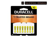 Duracell - Hearing Aid Batteries Size 10 (Yellow) - Long Lasting Battery with EasyTab for Ease of Installation - 8 Count (Pack of 36)