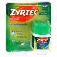 Zyrtec 24 Hour Allergy Relief Tablets, 10 mg Cetirizine HCl Antihistamine Allergy Medicine, 30 ct