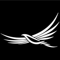 Tribal Hawk Bird Decal Sticker (White, Mirrored), Decal Sticker Vinyl Car Home Truck Window Laptop