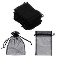 SumDirect 100Pcs 4"x6" Sheer Drawstring Organza Jewelry Pouches Wedding Party Christmas Favor Gift Bags (Black)