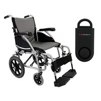 Karman S-Ergo 115 Ergonomic Transport Wheelchair | S-Style Seat Size 18" X 17" | Standard Swing Away Legrest | Frame Color - Pearl Silver & Free 130 dB Black Personal Safety Alarm/Siren!