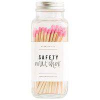 Sweet Water Decor Bright Pink Safety Matches - Glass Jar | 60 Strike On Bottle Matches Vintage Matches Home Decor Candle Accessory Bright Pink Tip