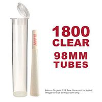 W Gallery 1800 Clear 98MM Doob Tubes - Ships Open, Child Resistant Squeeze Pop Top, BPA-Free Plastic Waterproof Airtight Smell Proof Herb Cigarette Joint Blunt Holder Vial, Compare 90mm 95mm, Bulk