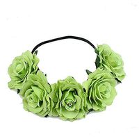 Women Girl Hawaiian Stretch Rose Flower Headband Floral Crown for Garland Party,Photo Props,Wedding Bridal Headpiece
