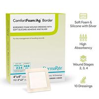 ComfortFoam/ Ag Border - 4"x 4" - Self Adherent, Soft Silicone Foam Dressing with Silver - For Full and Thick Exuding Wounds, Showerproof, Provides Thermal Insulation