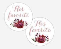 His Favorite & Her Favorite Wedding Stickers, Choose Your Colors, Wedding Favor Stickers (501-003-WH-BLSH)