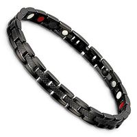HiTreasure Black Titanium Steel Magnetic Therapy Negative Ions Germanium Bracelet Pain Relief for Arthritis Men Women(Imported,3000 Gauss Each Link)