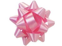 Pack Of 48, Medium Solid Paris Pink Star Poly Gift Bows 3-1/2" x 13 Loops Made In Usa