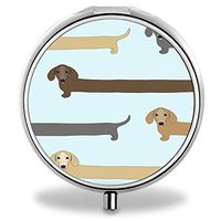 IMLONE Pill Organizer, Customized Cute Dachshund Pill Boxes with 3 Components and Mirror for Travelling and Daily Needs