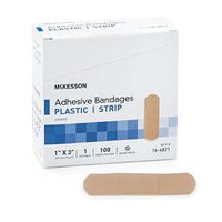 McKesson 16-4821 Medi-Pak Performance Adhesive Bandage, Sheer, Strip, 1" Width, 3" Length (Pack of 2400)
