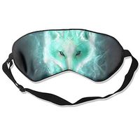 100% Silk Sleep Mask Eye Mask Blue Fire Wolf Soft Eyeshade Blindfold with Adjustable Strap for Sleeping Travel Work Naps Blocks Light