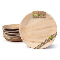 Naturally Chic Palm Leaf Compostable Plates | 10” Round Biodegradable Disposable Small Dinnerware Bulk Set - Eco Friendly Alternative - Plates for Weddings, Parties, BBQs, Events (200 Pack)