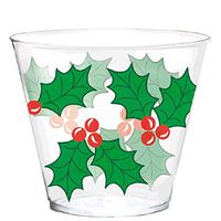 Multi Colored Christmas Holly Plastic Cups, 9 Oz, 480 Ct.