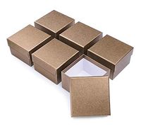 Square Gift Boxes, Dedoot 6 Pcs Tie Watch Gift Box Small Decorative Gift Boxes Bulk Square Mini Brown Kraft Paper Box for Jewelry, Tie, Crafting, Bridesmaid Proposal Box, 4.13x4.13x2.87 Inch