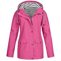 Women's Hooded Overcoat,Ladies Drawstring Solid Zip Up Pocket Buttons Plus Size Jacket Tops Windproof Loose Outwear