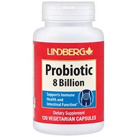 Lindberg Probiotic 8 Billion, 3-Strain Blend, Vegan, Dairy Free, Gluten Free, 120 Veg Capsules