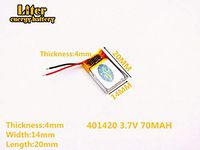 3.7V 70mAh 401420 Lithium Polymer Ion Rechargeable Battery Lithium Polymer Li-Po Battery for MP4 GPS MP3 Bluetooth Stereo DIY Gift