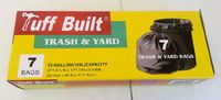 Tuff Built Trash & Yard Bags 33 Gallon.. 2FT.8 1/2 in x 3 FT 2 in x 0.45 MIL.. 7 Bags. (2 Pack).. iwgl