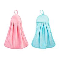 BESTONZON 2 Pcs Strong Absorbent Hanging Cleaning Cloth Non-stick Oilproof Dish Cloth Kitchen Cleaning Towel (Random Color)
