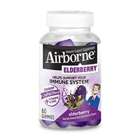 Elderberry + Vitamins & Zinc Crafted Blend Gummies, Airborne (60Count in A Bottle), Gluten-Free Immune Support Supplement with Vitamins C, D & E That Has No Artificial Sweeteners & No Color Added