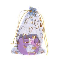 Sealike 100 Pcs Love Heart Organza Drawstring Pouches Gift Bags Candy Jewelry Bags for Wedding Favor with Stylus (Light Blue)