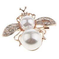 Bling Alloy Crystal Rhinestone Bee Butterfly Owl Brooch Pin Charm Jewelry Daily Girls Cheap Design Womans Women Delicate Elegant Cute | Style - Pearl Bee