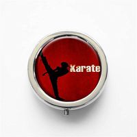 RhyNSky Karate Martial Arts Mini Portable Pocket Purse Pill Box Case Pillbox, 3 Compartments, Silvery, 156