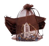 TheDisplayGuys 100-Pack 6x8 Brown Sheer Organza Gift Bags with Drawstring, Jewelry Candy Treat Wedding Party Favors Mesh Pouch