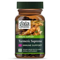 Gaia Herbs, Turmeric Supreme Immune A.S.A.P, Turmeric Curcumin Immune Support with Echinacea, Sambucus Black Elderberry, Ginger Root, Vegan Liquid Capsules, 20 Count