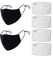 YUSONGIRL 2 Pcs Cotton Unisex Anti-Aust Three-Dimensional Mouth Face Reusable Protection,4 Pcs Activated Carbon Filter Pm 2.5 Tablets Fashionable Anti-Smog Reusable for Outdoor Activities