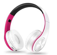 ZKUROZOXY Bluetooth Headphones On Ear Stereo Wireless Headset Wireless Headphone Headset with Microphone for PC Cell Phones TV (Rose-White)