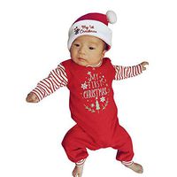 Driuankeji Newborn Christmas Outfit Baby Girls Boys Letter Printed Rompers Jumpsuit Holiday Clothes Red