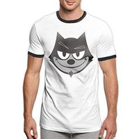 YaRu New Personalized Felix The Cat Logo Fashion T-Shirt O-Neck for Man Black XL