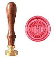 MNYR Vintage Alphabet Letter H Crown Wreath Initial Embossment Wedding Invitations Gift Cards Wax Seal Stamp Stationary Sealing Wax Stamp Wood Handel Set