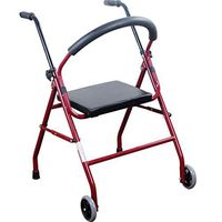 2-Wheel Walker with Soft Seat, Lockable Brake Ergonomic Handle, Elderly Walker Non-Slip Lightweight Walker Foldable,Suitable for Rehabilitation People,A
