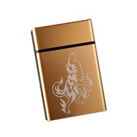 Aluminum Alloy Smooth Creative 20 Cigarettes Holder Storage Case Box for Men, Golden Wolf (9.1x6cm)
