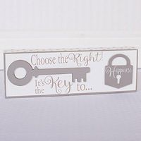 12" X 4" X 1.5" Wood Sign (Choose) Grey/White– 13223
