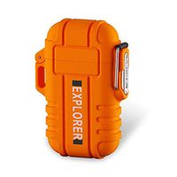 Dual Arc Plasma Electric Rechargeable Flameless Lighter Waterproof Windproof for Camping, Hiking, Skiing, Outdoor Adventure (Orange)