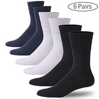 Forcool Men's Diabetic Socks Cotton, Men's Women's Moisture Wicking Crew Diabetes Socks Extra Wide with Non Binding Loose Top Seamless Toe Cushioned Heel, 6 Pairs Black&White&Navy Blue X Large