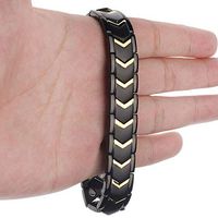 HAIHF Men's Bracelet,Titanium Steel V-Magnetic Bracelet,Titanium Therapy Bracelets Healthy Sleek Cuff Wristband for Relief Pain with Free Link Removal Tool,Black