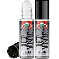 Organic Deep Muscle Relief Blend Roll On Essential Oil Rollerball (2 Pack - USDA Certified Organic) Pre-diluted with Glass Roller Ball for Aromatherapy, Kids, Adults Topical Skin Application - 10ml