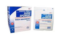 Case of 480 Super Sponges, Medium. 100% Cotton Sponges for Wound Prepping and Cleansing. Sterile Multi-Layer Dressings. Soft and Absorbent. Single use. Latex-Free.