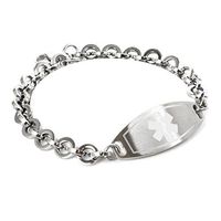 My Identity Doctor - Custom Engraved Medical ID Bracelet - 316L 8mm Steel Round Link - White - Wrist Size 6.25 Inch