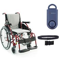 S-Ergo 125 Ergonomic Wheelchair | Seat Size 18" X 17" | Flip-Back Armrest | Swing Away Footrest | Frame Color Red & Free 130 dB Matte Blue Safety Alarm! + Black Belt!