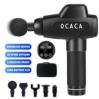 OCACA 2020 Upgraded Muscle Massage Gun, Handheld Deep Tissue Massager, Rechargeable Quiet Portable Massaging Gun for Athletes Pain Relief Therapy and Relaxation, 20 Speeds Adjustable, 5 Massage Heads