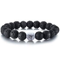 Tiger Eye Lava Stone Diffuser Bracelet Cat Eye Bracelet Genuine Nature Lava Bead Bracelet Durable Elastic Bracelet Yoga Bracelet Relax, Balance, Energy Reiki Bracelet for Men/Women Christmas Gift