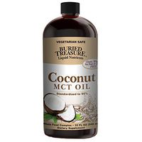 Buried Treasure MCT Coconut Oil for Healthy Brain Function Increased Performance Keto & Paleo Diet Safe Flash Steamed Medium Chain Triglycerides Great in Coffee, Smoothies & Salad Dressings 32 Ounce